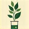 Icon van een testbuis met plantaardige materialen, symboliseert formule-ontwikkeling.