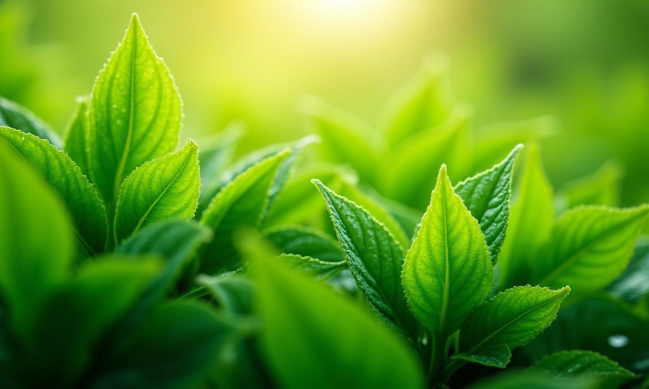 Groene botanische planten met zacht licht